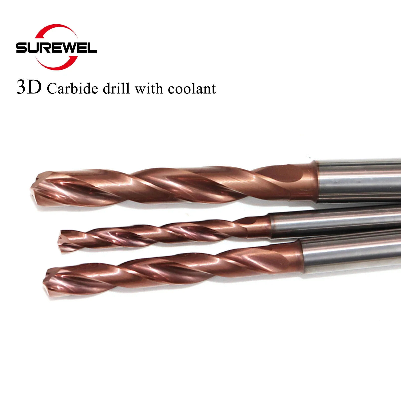 3D диаметр 3,4 мм до 20 мм твердосплавное покрытие со сверлом охлаждающей жидкости, широкое разнообразие материалов, инструменты с ЧПУ из нержавеющей стали