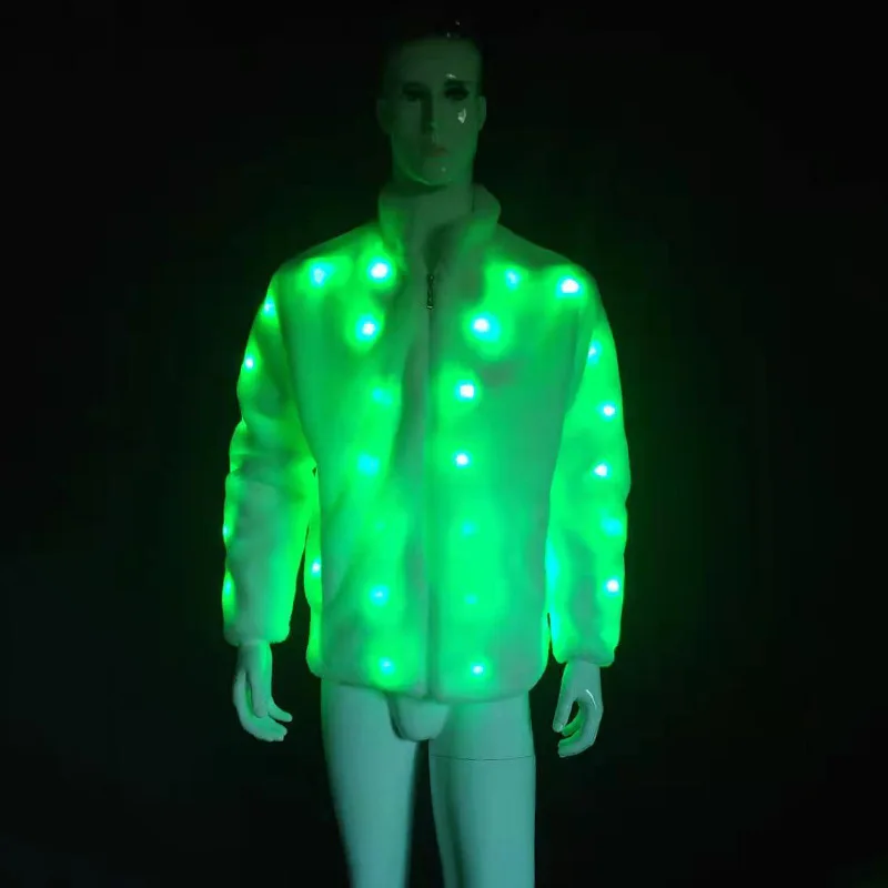 Lighting clothing - LED faux fur reflective coat - Trendy, popular, night glow clothing