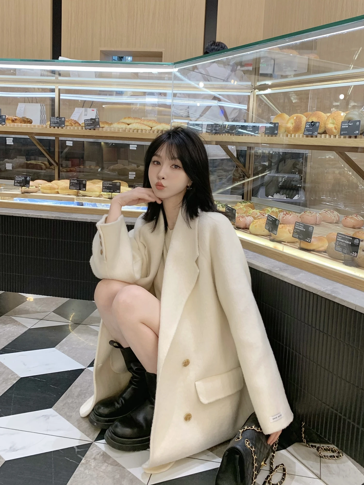 

Double-Sided Camere Thiened Casual Korean Sle Women's Suit Jaet Autumn Winter Loose Fit Woolen Coat for ort People