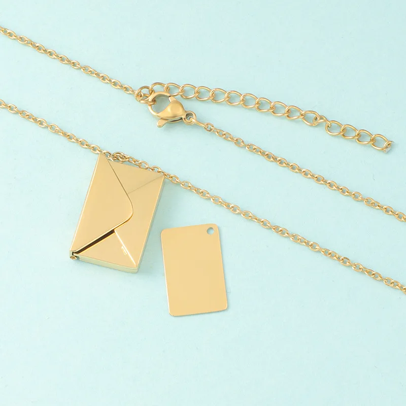 10pcs/Lot Simple Personality Style Stainless Steel Detachable Envelope Shaped Pendant Necklaces for Love Letter Gift