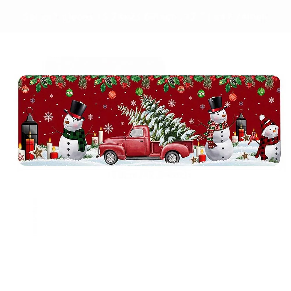 Red Truck Snowman Floor Carpet Christmas Kitchen Mat 1/2/3pcs Doormat Non Slip Runner Rug Home Decor Living Room Carpet