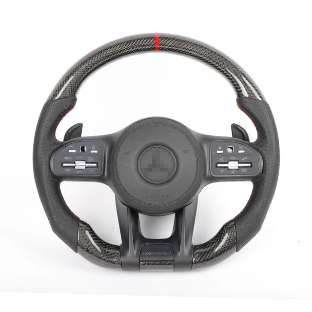 

For Mercedes Benz Black Trim AMG Carbon Fiber Steering Wheel Customized