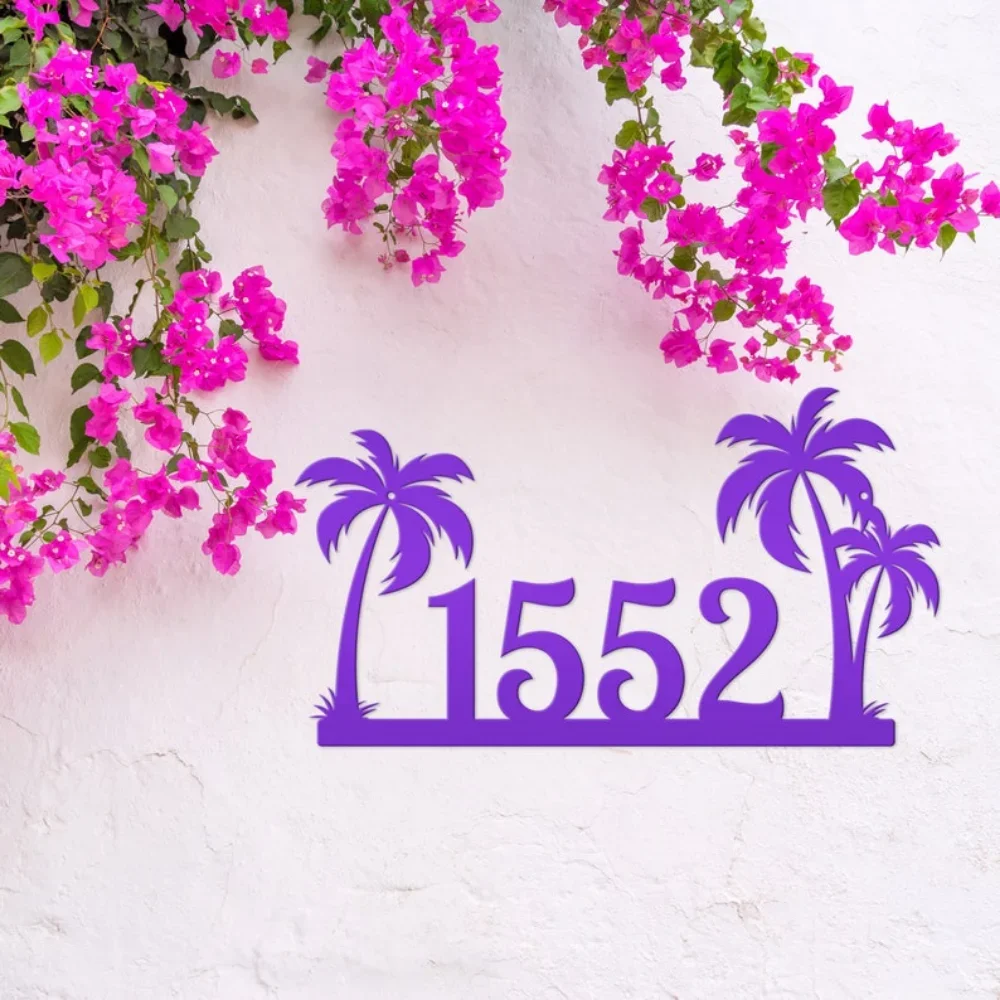 

Personalized Tropical Palm Tree Metal Address Sign, Ideal for Beach House.Coastal Decor Charm, Also Customized Farmhouse Delight