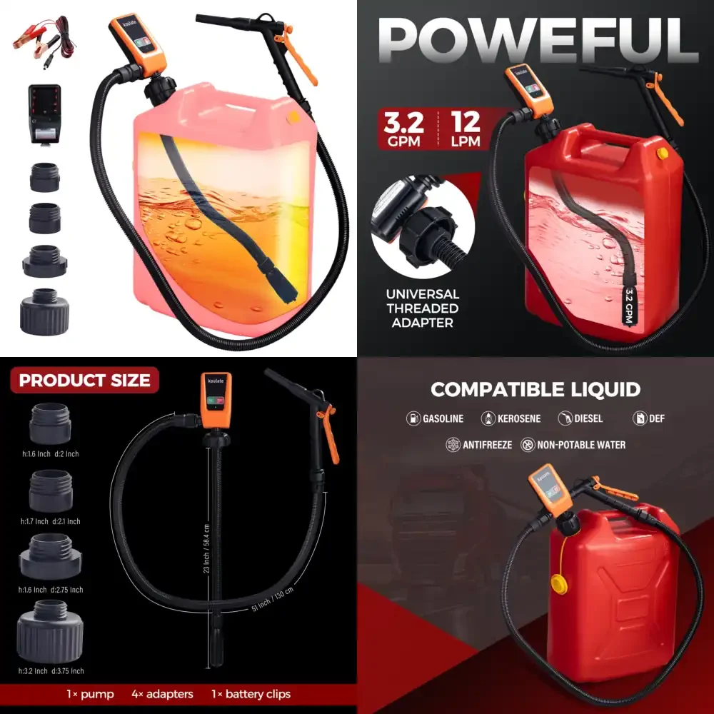 WAP01  Fuel Transfer Pump with Auto-stop Sensor and 4 Tank Adapter, 3.2GPM 51