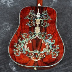 Solid Acoustic Guitar, Hand Made Inlay, Deluxe, Abalone