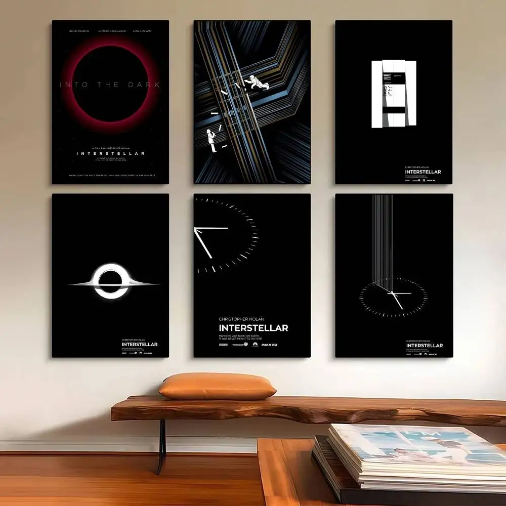 Art Canvas Painting Interstellar Movie Wall Poster Self-adhesive Art Waterproof Paper Sticker Coffee House Bar Room Wall Decor
