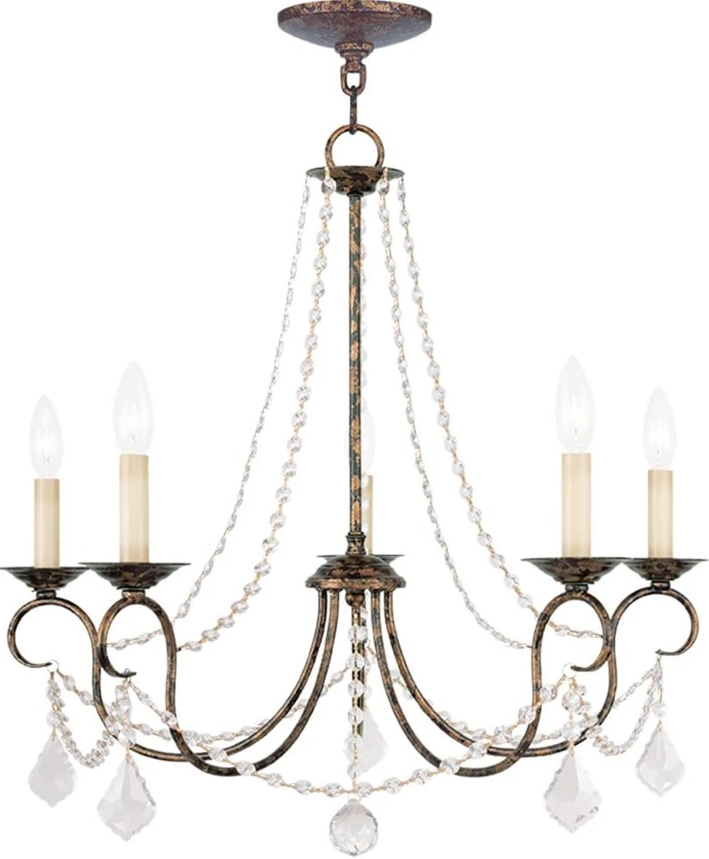 

Five Light Chandelier from Collection Dark Finish,Hand Applied Venetian Golden Bronze