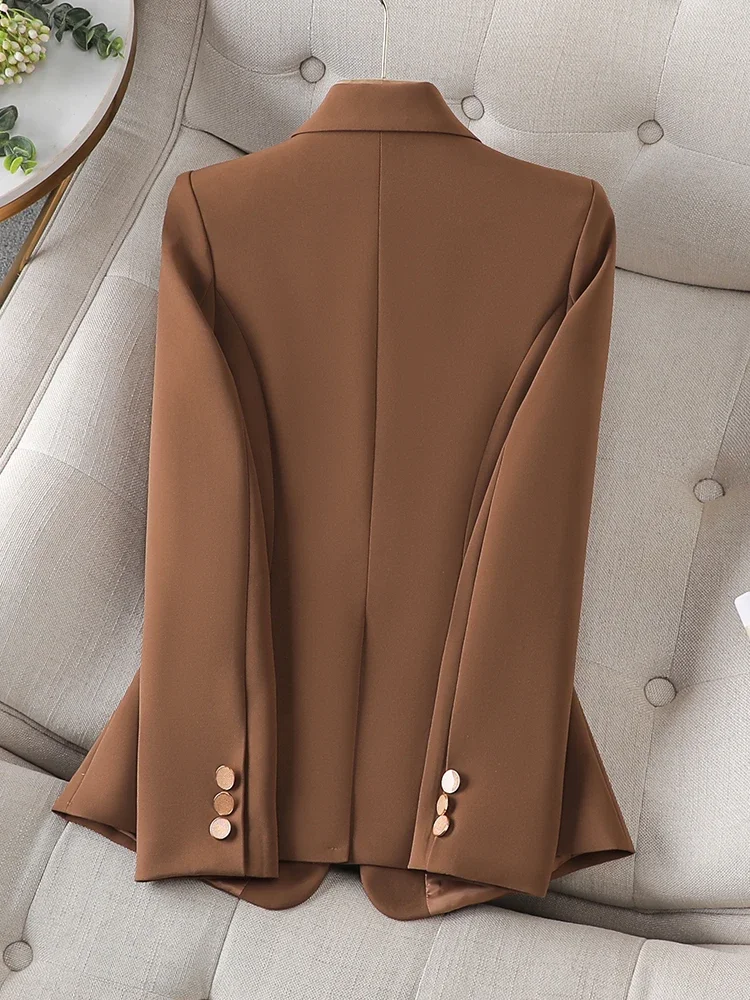 Women Suit Blazer Office Ladies Formal Spring Autumn Black Beige Coffee Single Button Long Sleeve Coat Business Fit Slim Jacket