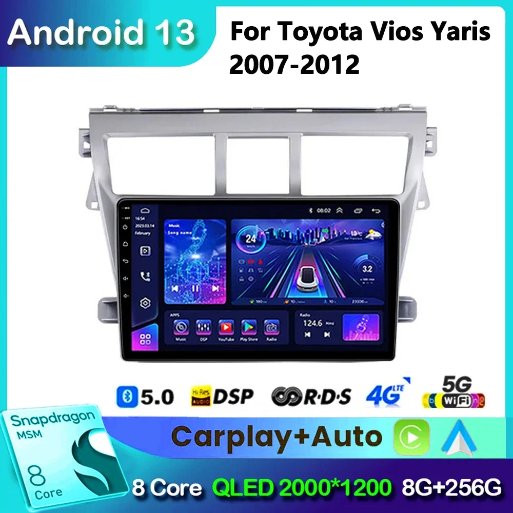 

Android 13 For Toyota Vios Yaris 2007-2012 Car Radio Multimedia Player Navigation GPS Carplay 2din Stereo Dvd 2 Din