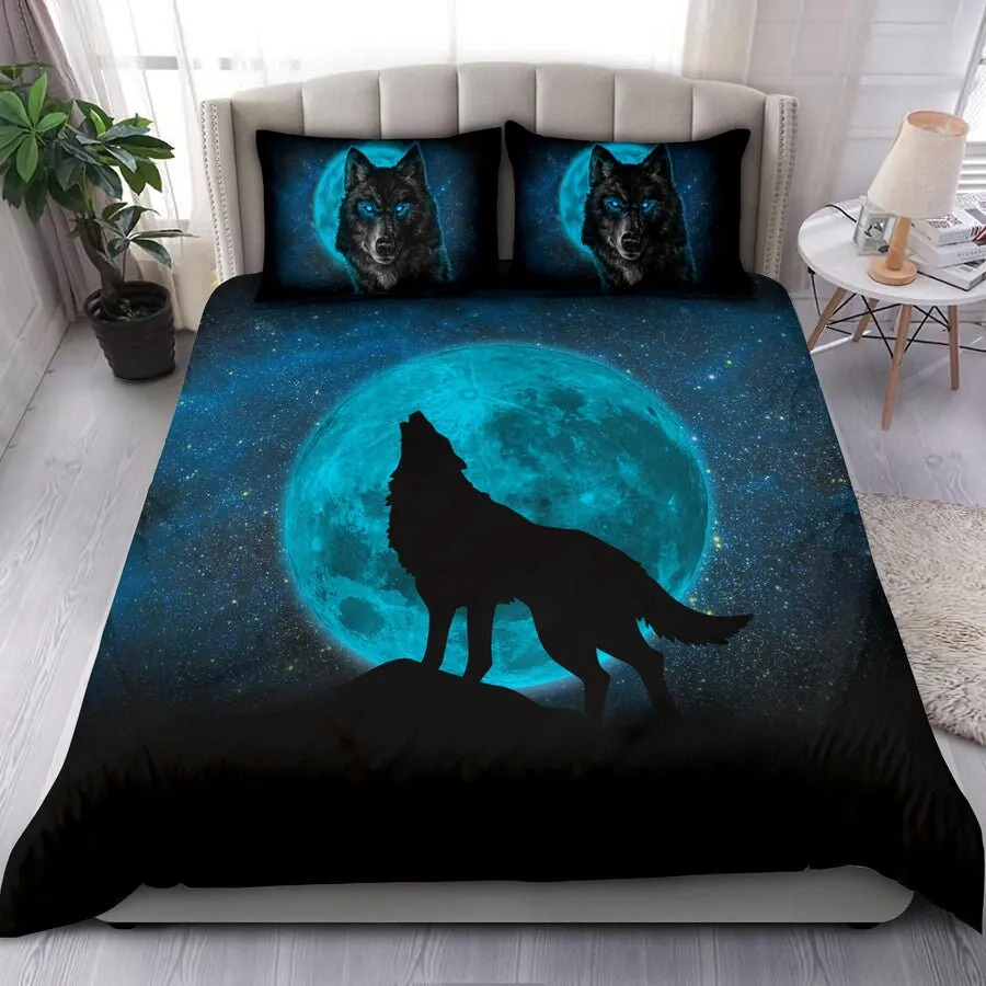 Wolf And Moon Bedding Set 3D Printing 2-3 Piece Set (No Core) For Bedroom Duvet Cover Set Home Textile Halloween Decor Gifts