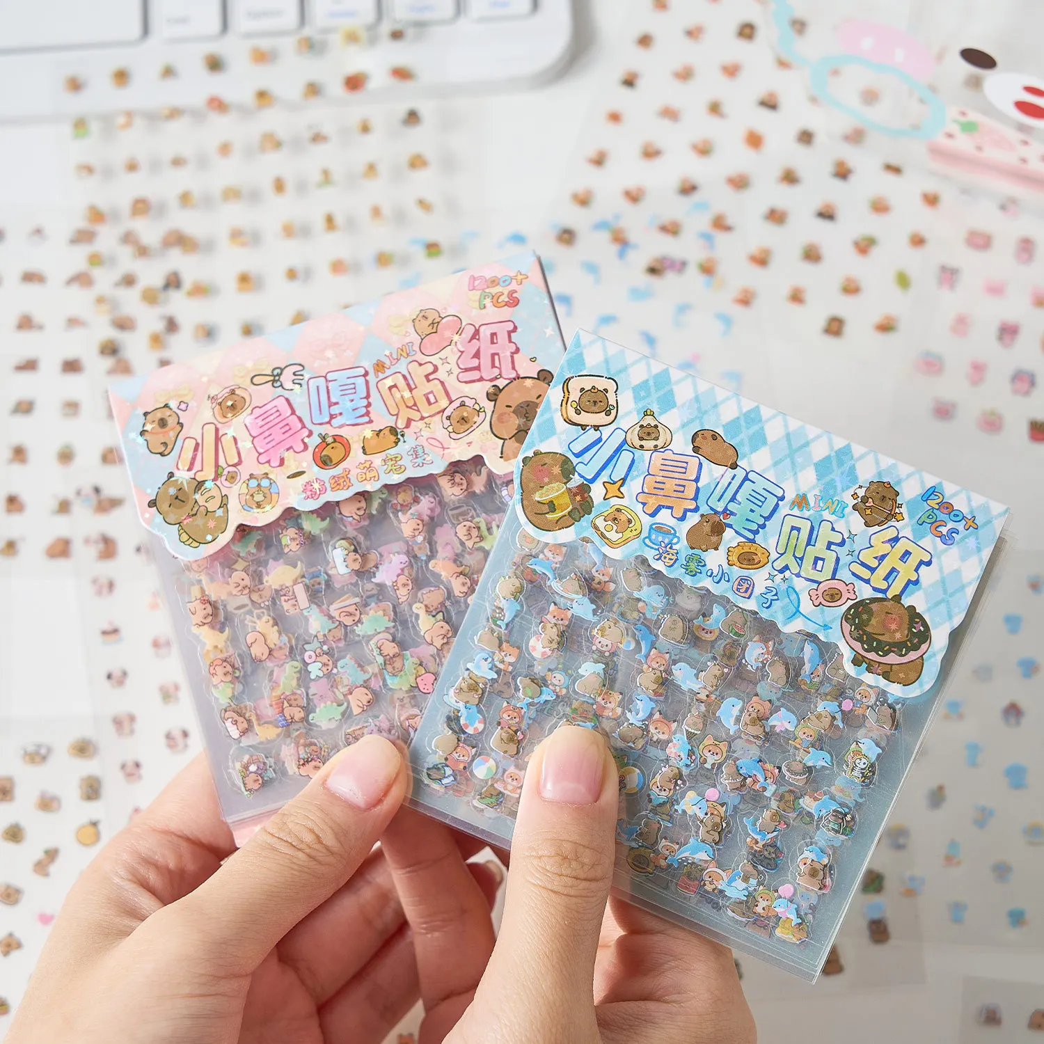 JCAC 20pcs/bag of PET Mini Patterned Nose Stickers Assortment: Cute Guinea Pigs—DIY Decorations for Bullet Journals and Nail Art