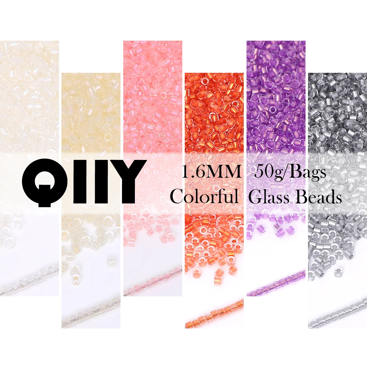 

QIIY High Quality 1.6mm Glass Rice Beads Unicorn 50g/bag Colorful Handmade Material For DIY Jewery Needle Work Accessories