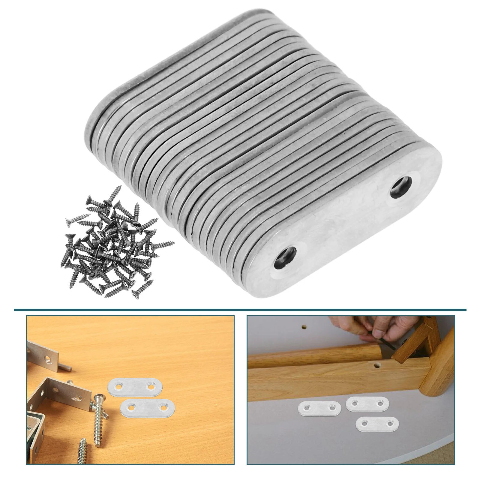 

24Pcs Strong Stainless Steel Corner Braces Metal Joining Plates for Stable Furniture and Shelf Support Joining Plate Connector