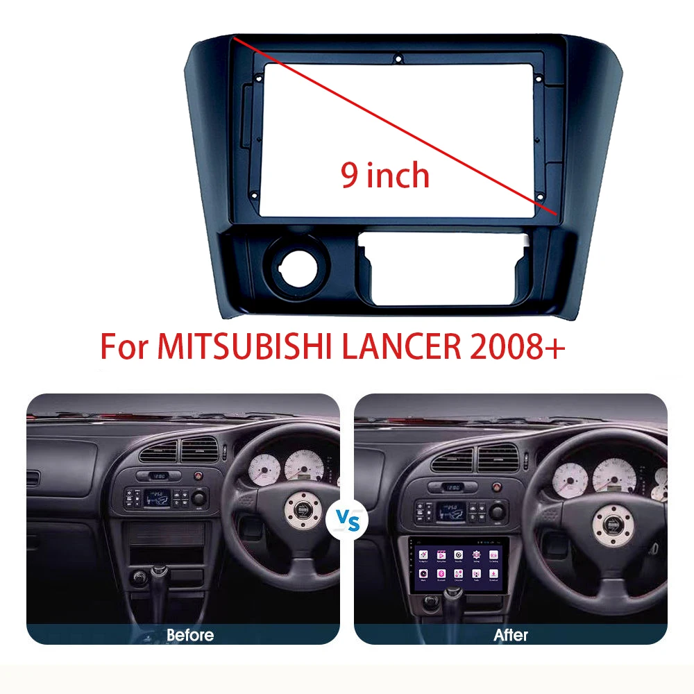 Car Radio Fascias For MITSUBISHI LANCER 2008+ 9 Inch Head Unit 2 Din DVD Gps Mp5 Android Player Panel Dash Board Frame