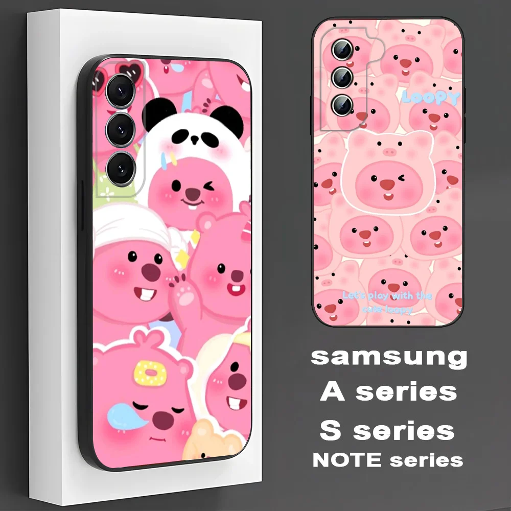 L-loppy-y Cute Cartoon Phone Case For Samsung Galaxy A52 A12 A51 S21 Edge S22ULTRA S23 S20LITE Plus Ultra Black Cover