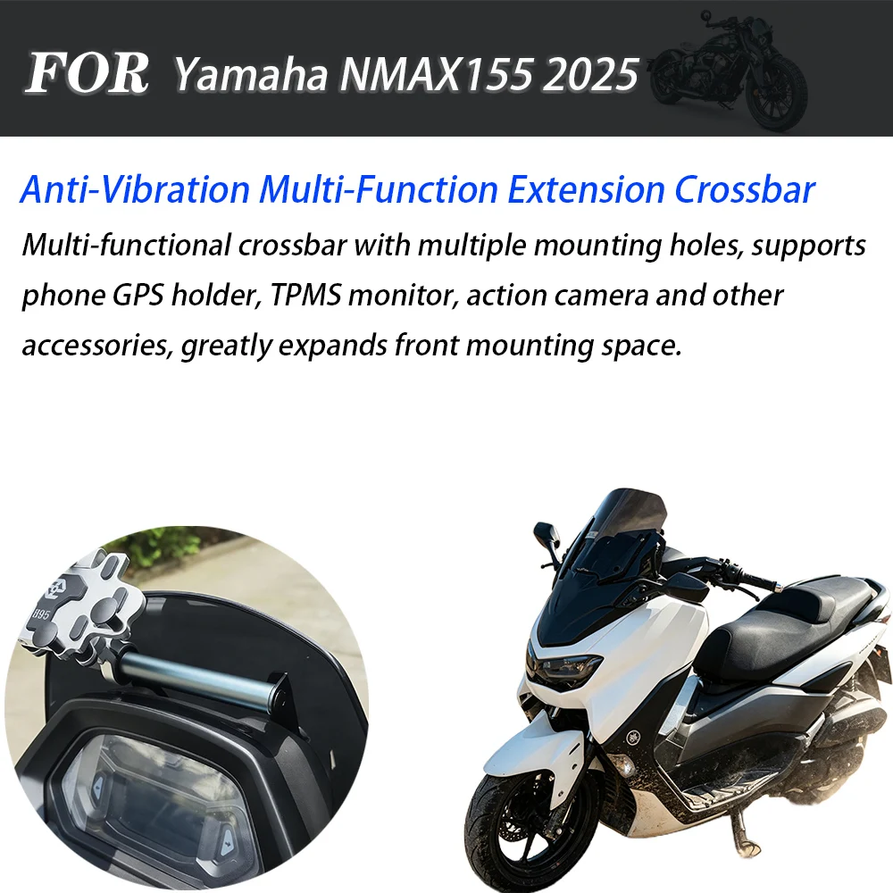 Motorcycle Multifunction Expansion Crossbar Bracket For Yamaha NMAX155 2025, Phone GPS Navigator Dash Cam Mount Holder Modified