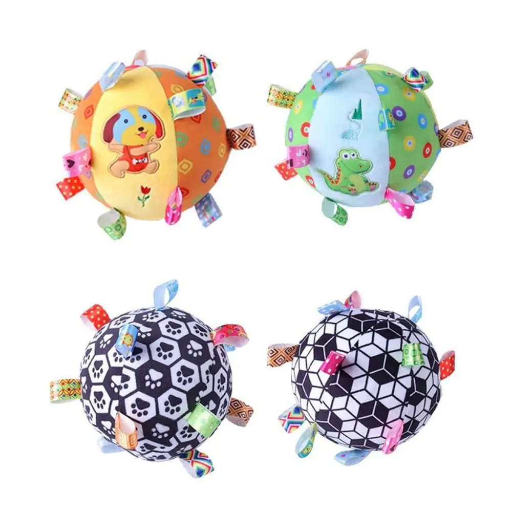 With Bells Plush Baby Vocal Toy Ball Dinosaur Football Visual Touch Ball Baby Toy Bite Resistant Plush