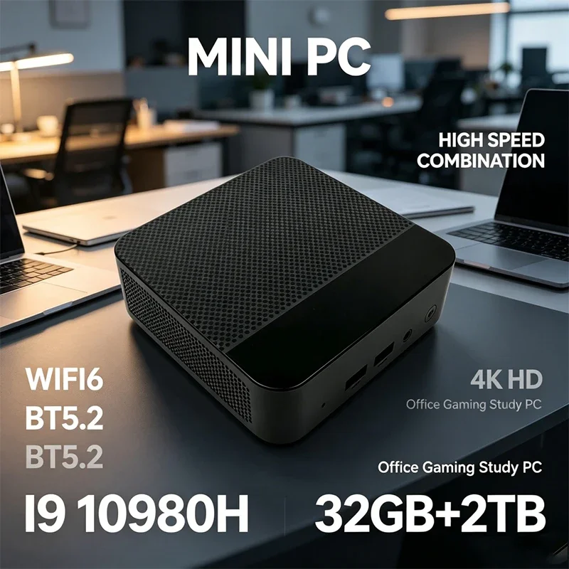 Windows 11 Mini PC Intel Core I9 10980HK 16GB RAM 2TB SSD Desktop Computer WIFI6 BT5.2 4K HD Office Gaming Study Mini Computer