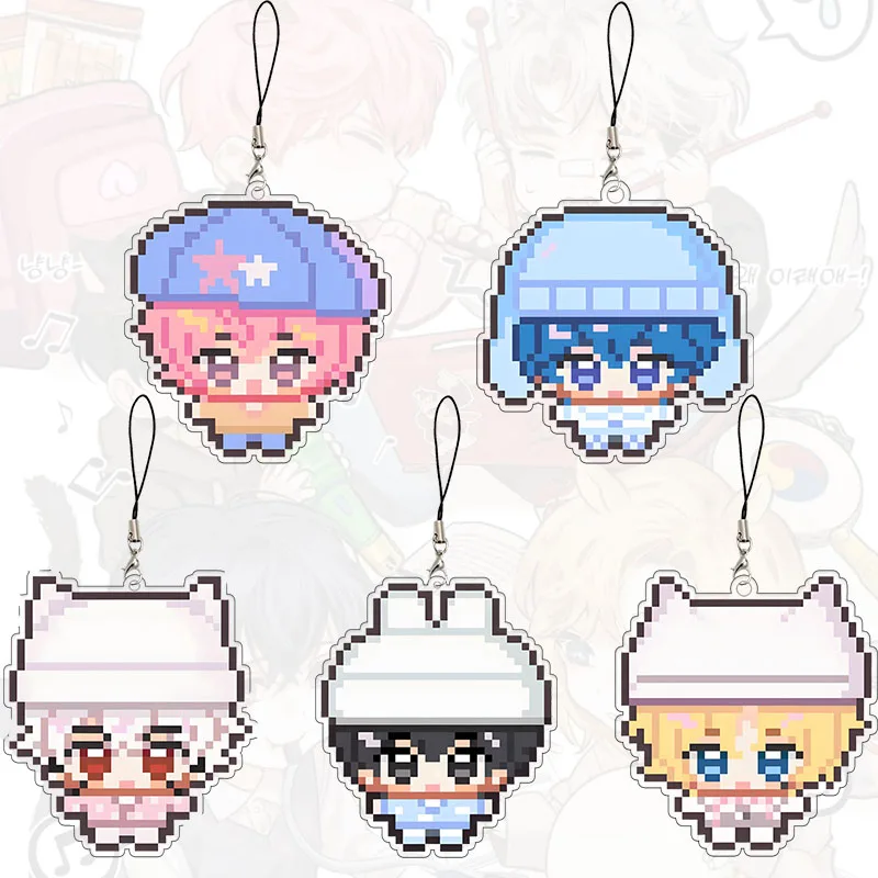 Plave Acrylic Keychain Cartoon Pixel Characters Exquisite Student Package Decoration Acg Pendants Bag Keyring Birthday Gift