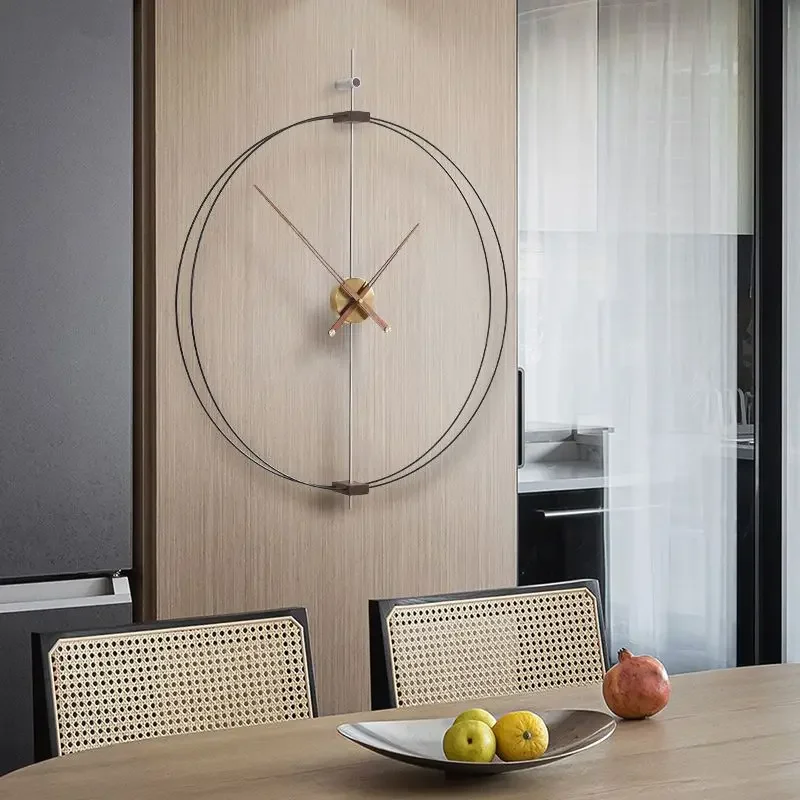 Luxury Minimalism Wall Clock Household Art Mute Originality Clock Living Room Solid Wood Table Clock Large Pointer Watch Modern