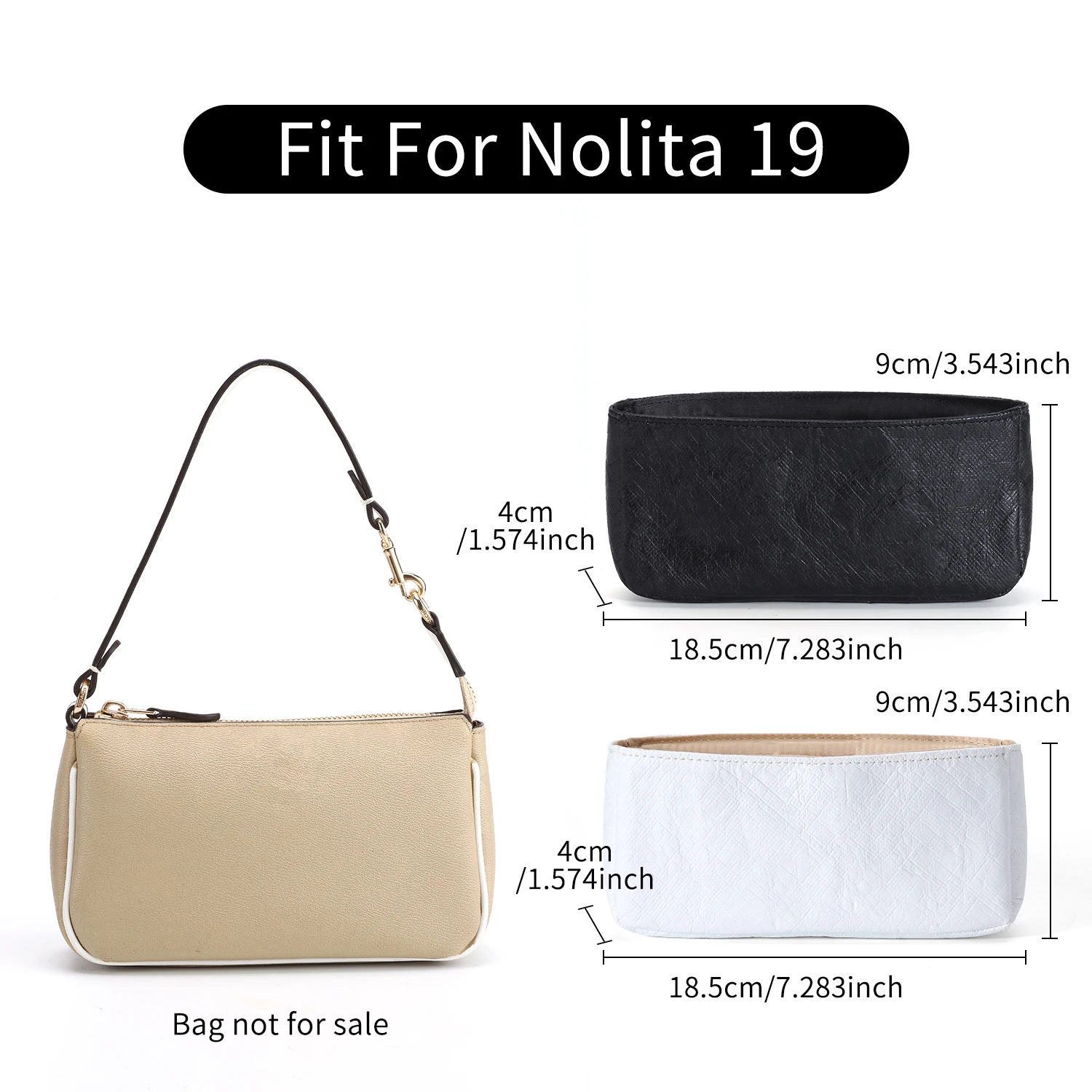 WUTA Dupont Paper Bag Organizer For Coach Nolita 19 Waterproof Handbag Inner Bag Insert Storage Bags Liner Bag Support Shaper