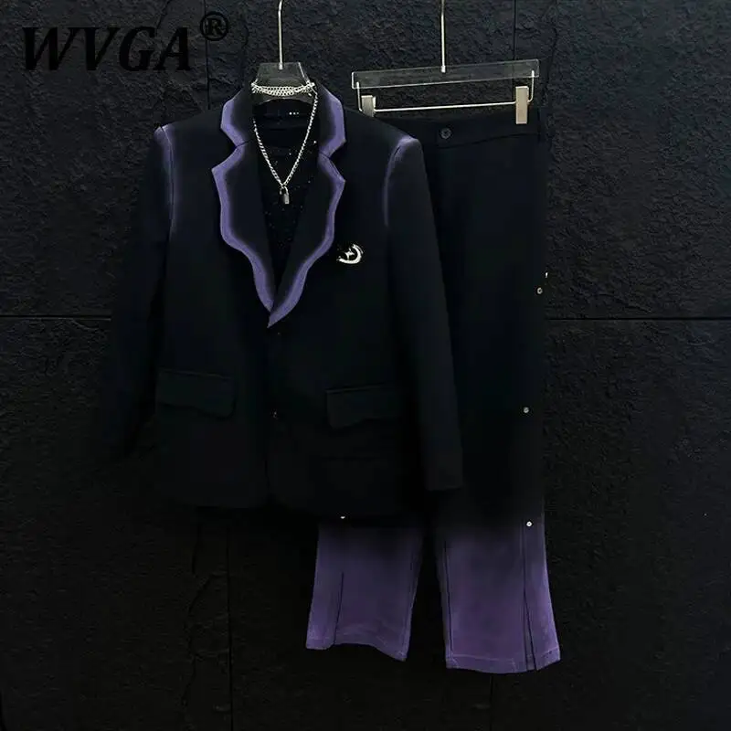 

WVGA весна осень новый мужской Tide Techwear градиент модный пиджак нишевый дизайн свободный шикарный повседневный костюм-пальто комплект из двух предметов W7424