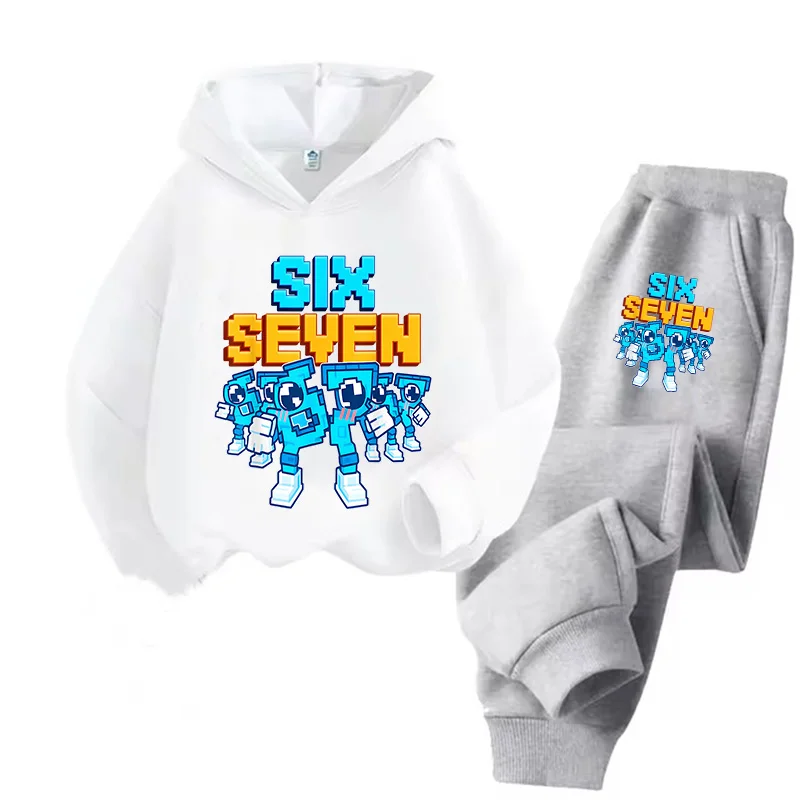Six Seven Print 3-12Y Kids Hoodies Sets Italian Brainrot BrainRot Tracksuit Children's 67 Korean Sweatshirt Girls Boys Clothes