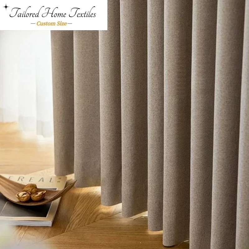 Modern Thick Full Blackout Drapes Bedroom Soundproof Curtain Floor To Ceiling Windows Sunshade Curtains Simple Living Room Drape