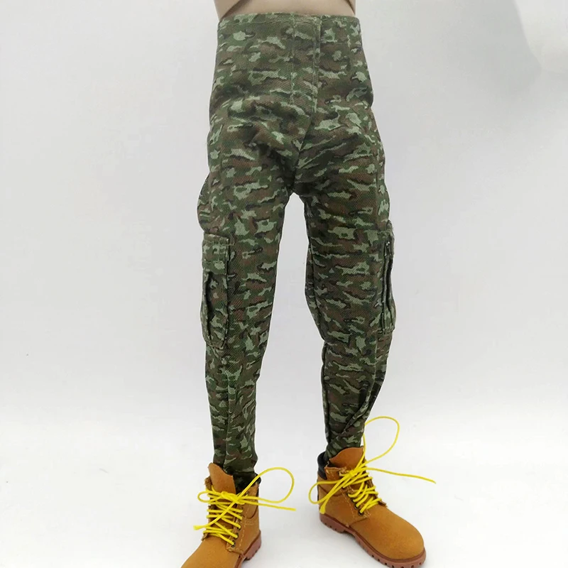 Pantalones de camuflaje de soldado masculino a escala 1/6, modelo de pantalones verdes para 12 pulgadas, juguetes de figuras de acción