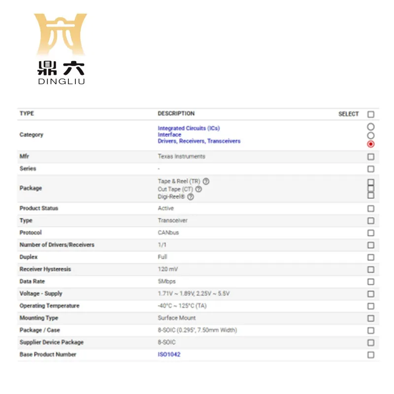 ISO1042BDWVR IC TRANSCEIVER FULL 1/1 8SOIC ISO1042BDWVR Drivers, Receivers, Transceivers