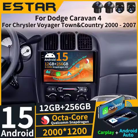 Wireless Carplay Android 15 For Dodge Caravan 4 For Chrysler Grand Voyager RS 2000-2012 Car Radio Stereo Multimedia RDS 2din SWC