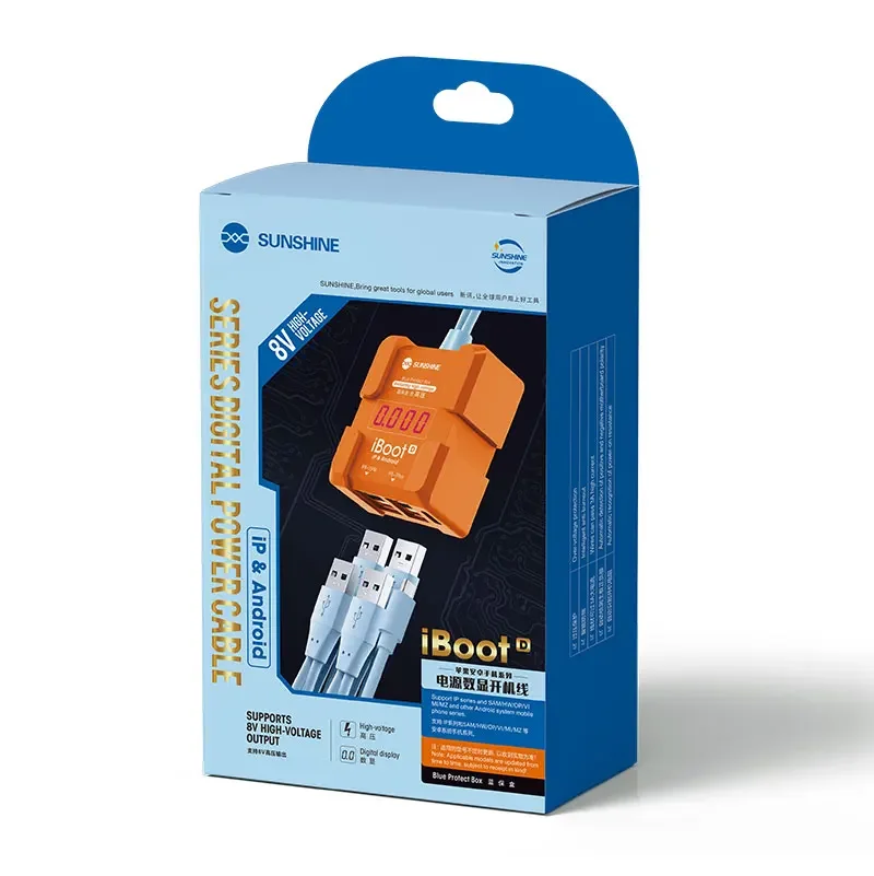 

SUNSHINE IOS and Android Power-On Cable for IPhone 6S To 15 Pro Max SAM HW OP VI MI MZ 8V High-Voltage Output Power-On Cable