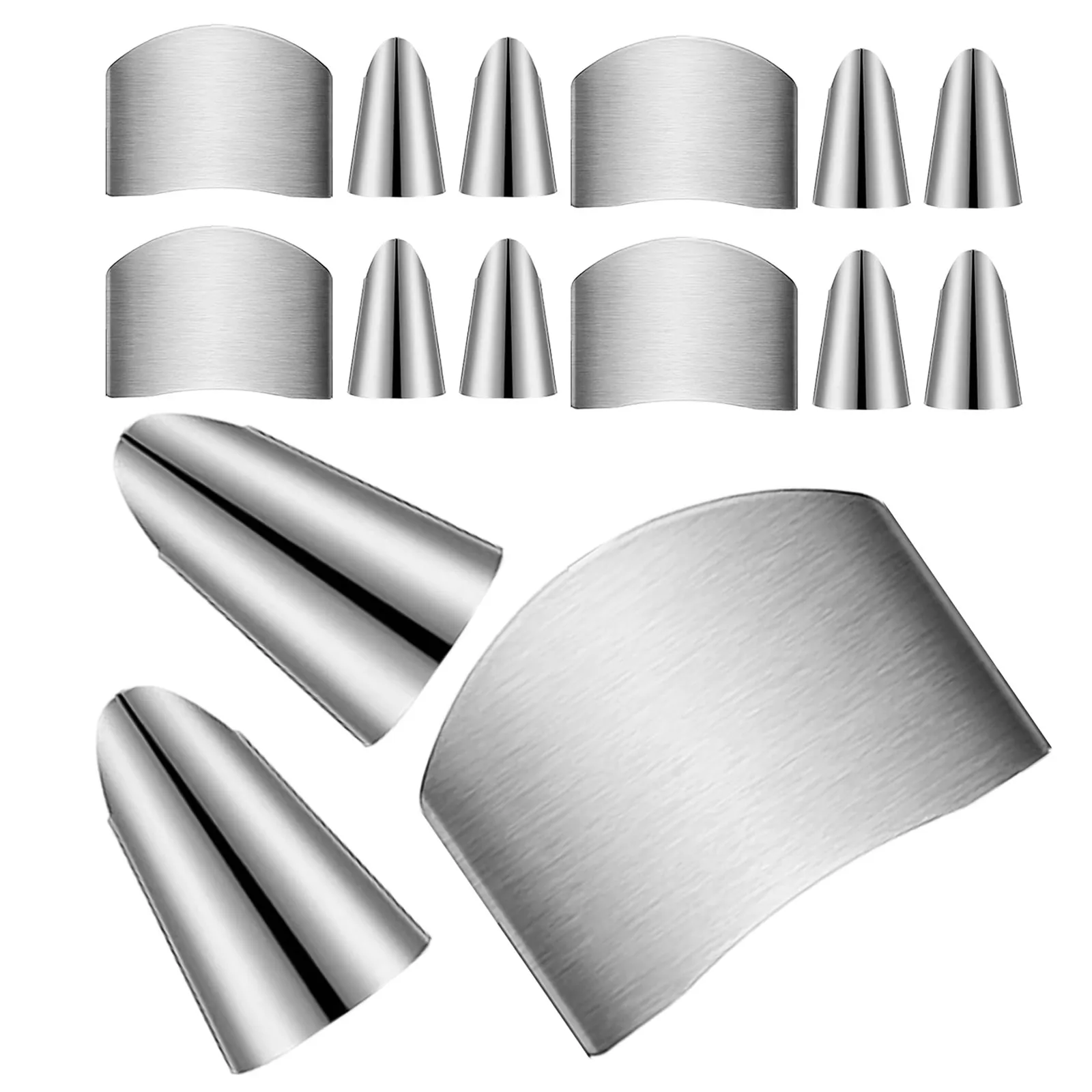 5Sets Finger Guard Kitchen Stainless Steel Food Cutting Protector Thumb Guard Anti-Cut Safe for Slicing Meat Vegetable Fruit