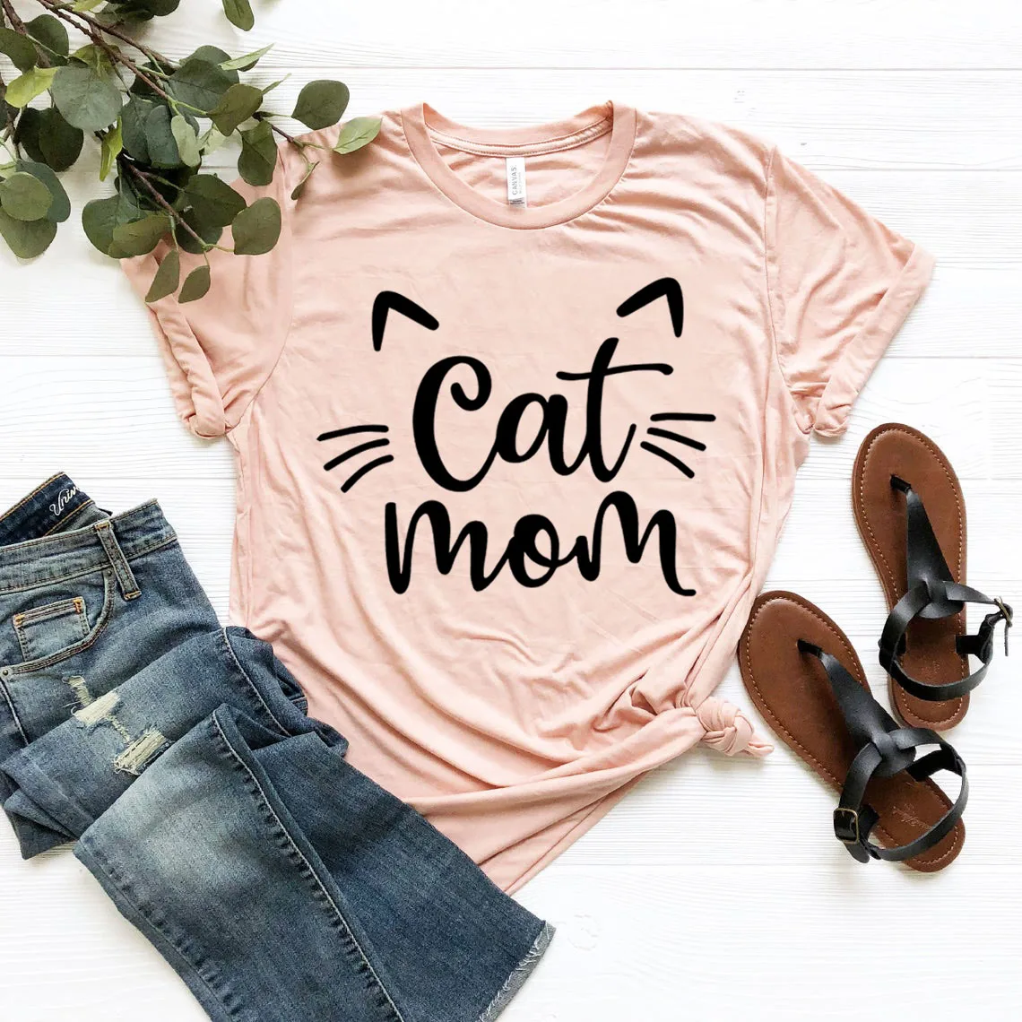 Cat Mom T-Shirt Gift To Mom Cat Mama T-shirt Cat Lover Gift Women Short Sleeve Tshirt Cute Graphic Tees Female Casual Tops