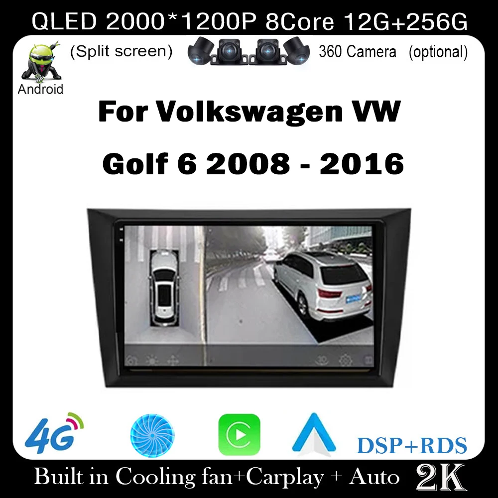 

Android 14 для Volkswagen VW Golf 6 2008-2016 Автомобильный радиоприемник Carplay Авто Мультимедийный стерео видеоплеер GPS-навигация QLED 4G DSP
