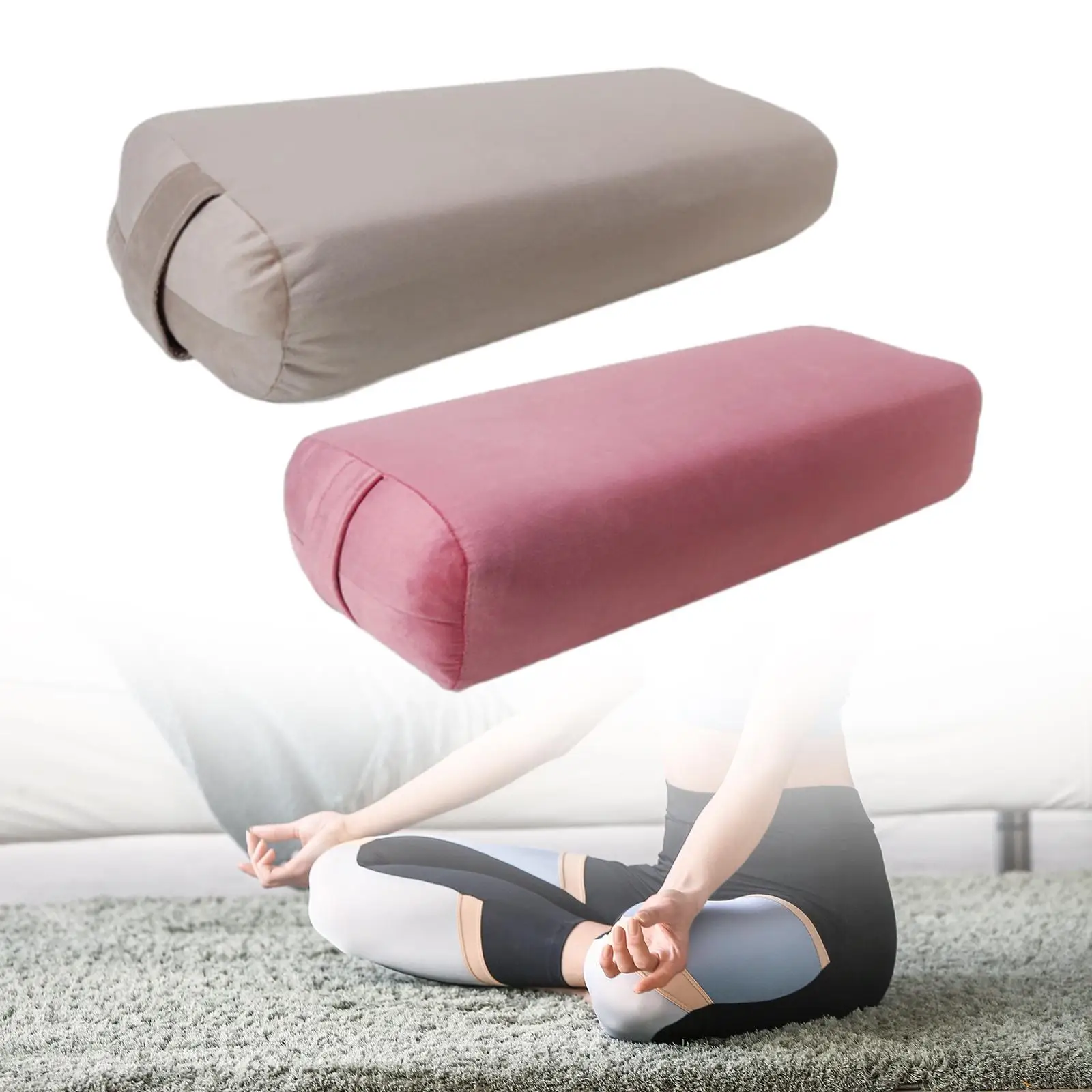 Yoga Bolster Professional High Elastic Removable Washable Cover Yoga Pillow Meditation Cushion for Legs Support Yoga Practice