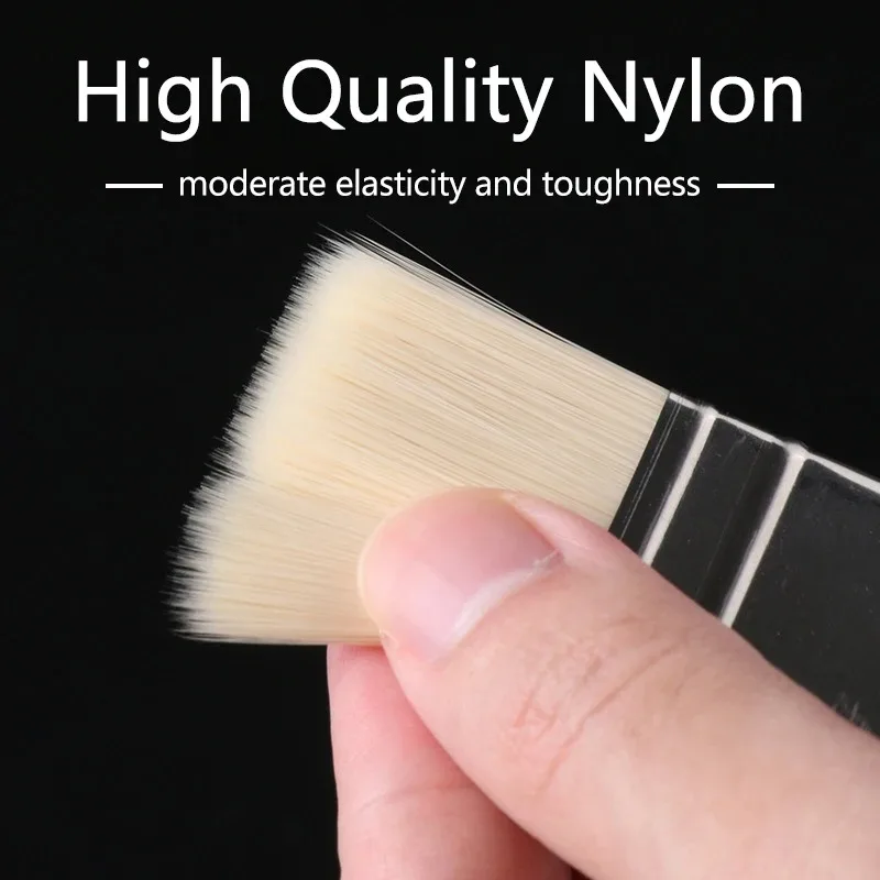 3 Pcs Nylon Square Wash Paintbrushes Professional Art Brushes for Watercolor Oil Acrylic & Wall Painting, Student Art Supplies