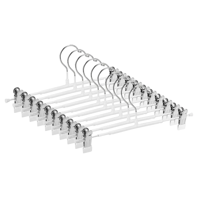 

12Inch Heavy Duty Pants Skirt Hangers With Clips,Metal Trousers Hanger For Jeans Black Non Woven Shorts 10Pack