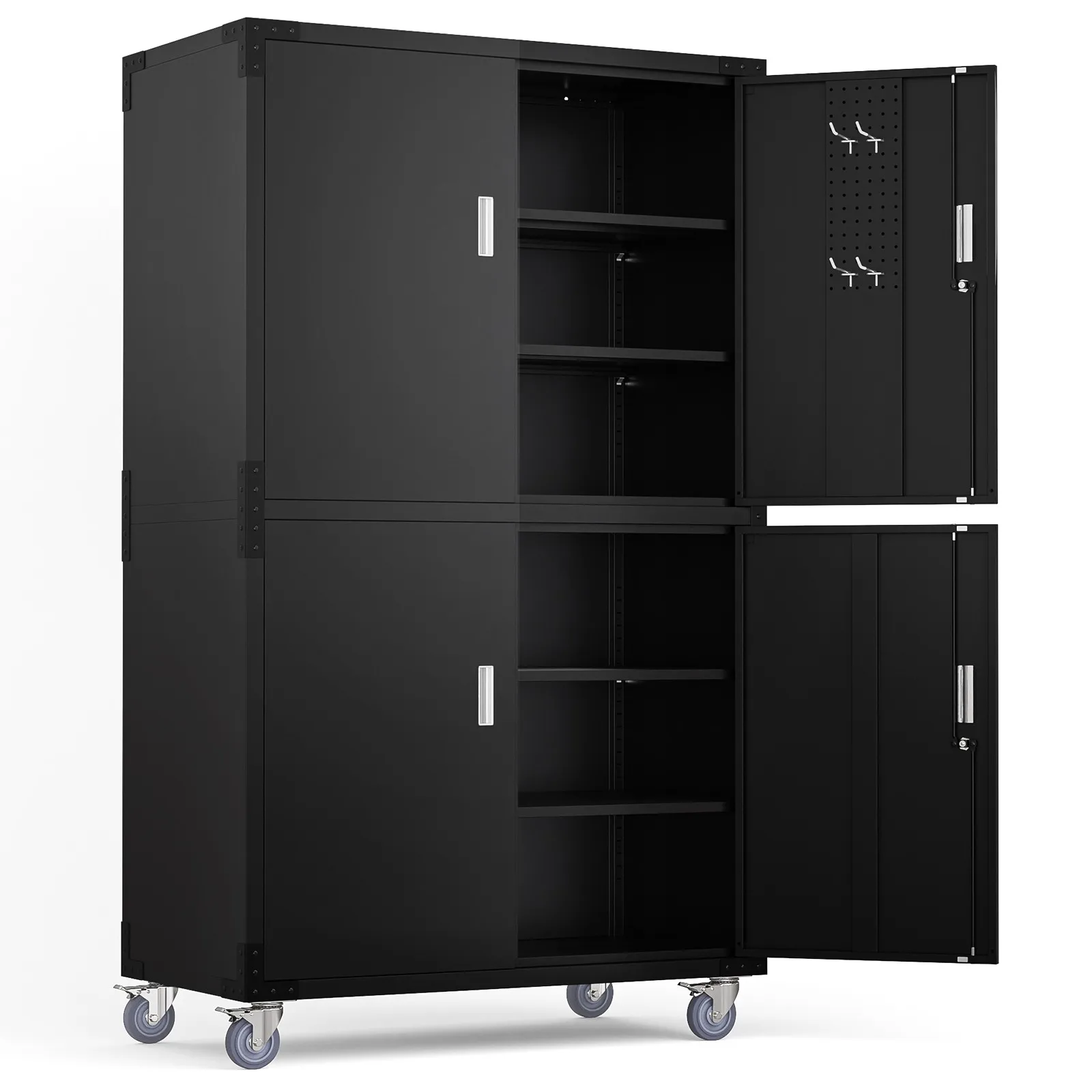 

Extra Large 4-Door Metal Storage Cabinet with Adjustable Shelves, Pegboards