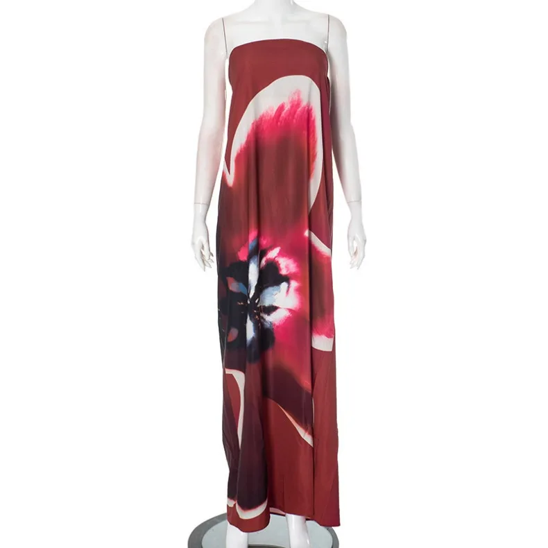 Ärmelloses, bedrucktes, trägerloses langes Kleid, modisch und sexy, für Party, Abschlussfeier, formelle, elegante Damen-Robe. – Detail 18