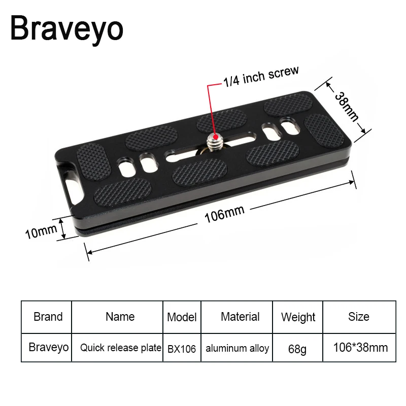 Dslr Quick Release Plate 76/106mm Long Tripod Ballhead Universal Installation Camera Plate Portable For Arca Standard