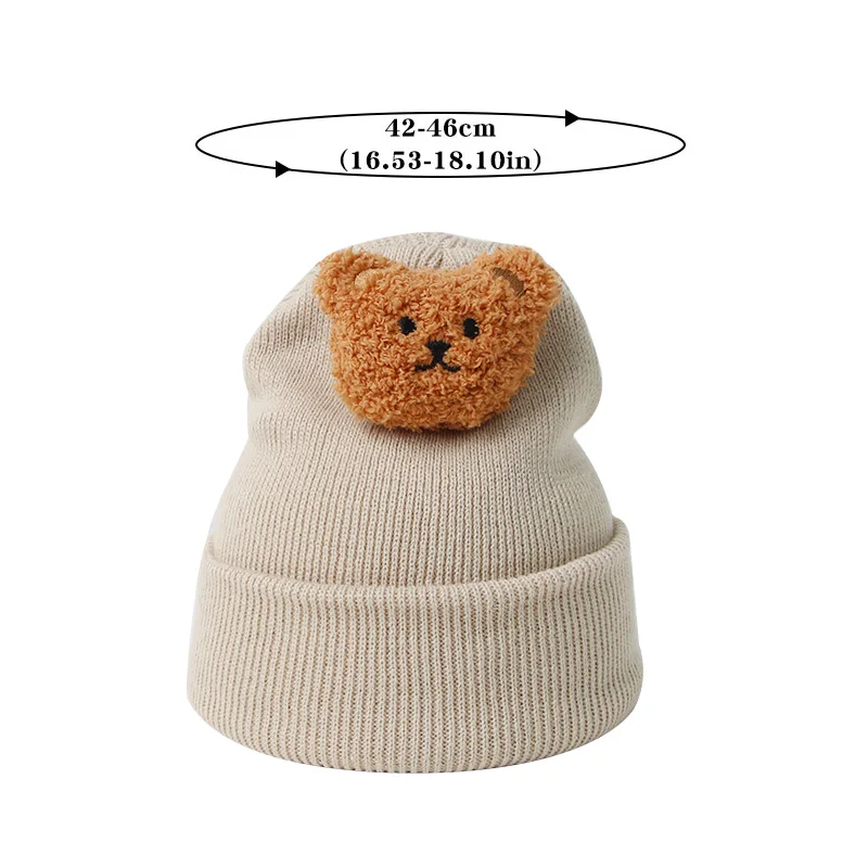 Cartoon Bear Baby Hat Cute Autumn Winter Warm Knitted Cap Beanies Infant Toddler Korean Solid Color Kids Boy Girl Beanie Caps 모자