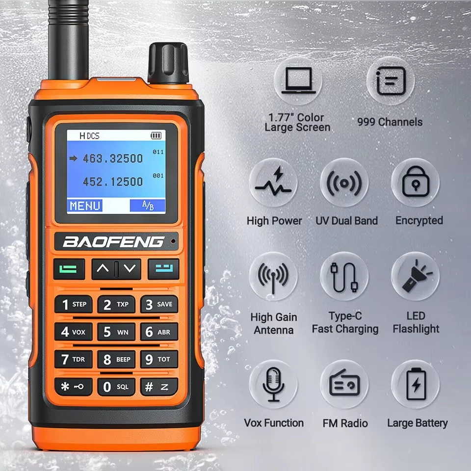 Baofeng UV 17 Pro Draadloze Copy Frequentie Walkie Talkie 16 KM Lange Bereik Zaklamp Type-C Oplader Ham Radio UV 17 Pro L K5 5R