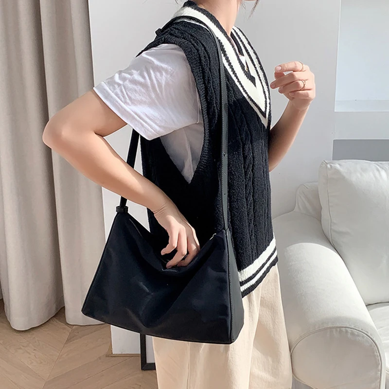 Women\'s Shoulder Bag Solid Square Shopping Travel Handbags Large Capacity Simple Design Casual Ladies Crossbody Bags Black White