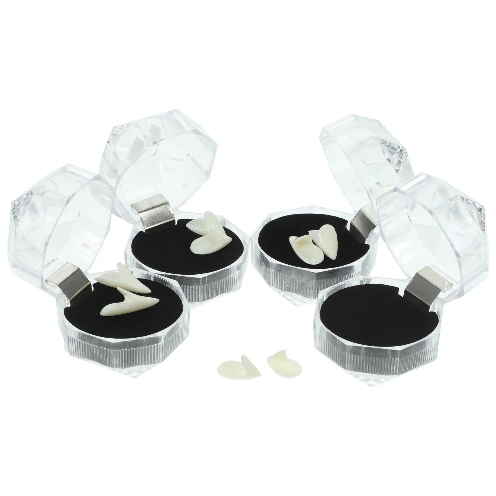 

4 Pairs Resin Fang Caps 13mm 15mm 17mm 19mm Teeth Halloween Costume Props Cosplay Accessories Toy