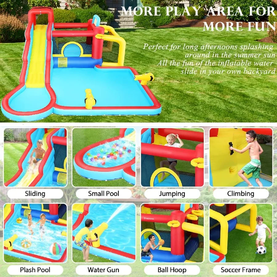 Inflatable Bounce House Water Slides 15FTx11.5FT Extra Large Waterslide Jumping Castle with Swimming Pool Water Slides Water Ca