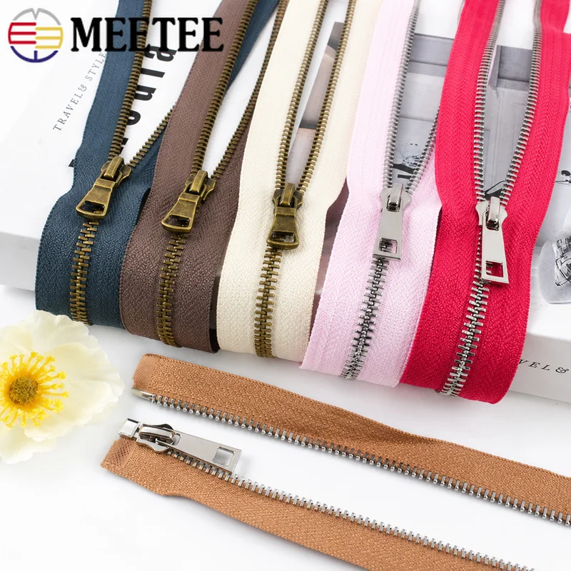 

5/10Pcs 5# Metal Zipper 40-80cm Open End Zip for Jacket Clothes Auto Lock Zips Bag Zippers Closure Repair DIY Sewing Accessories