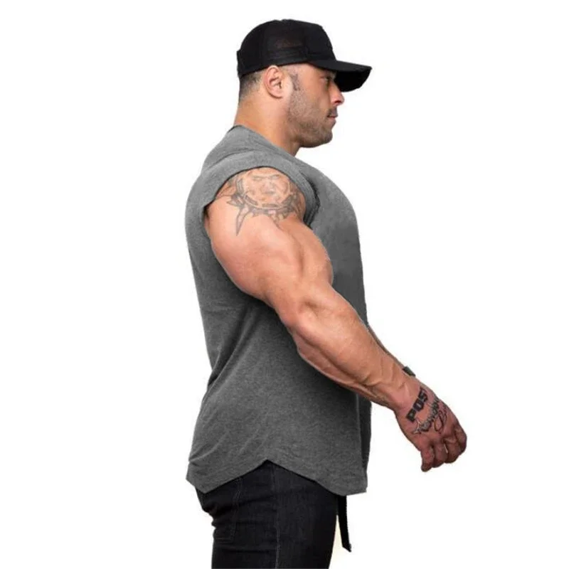 Plain Bodybuilding Tank Tops Men Gym Sleeveless Shirt Male Fitness Stringer Singlet Summer Cotton Casual Fashion Sports Vest