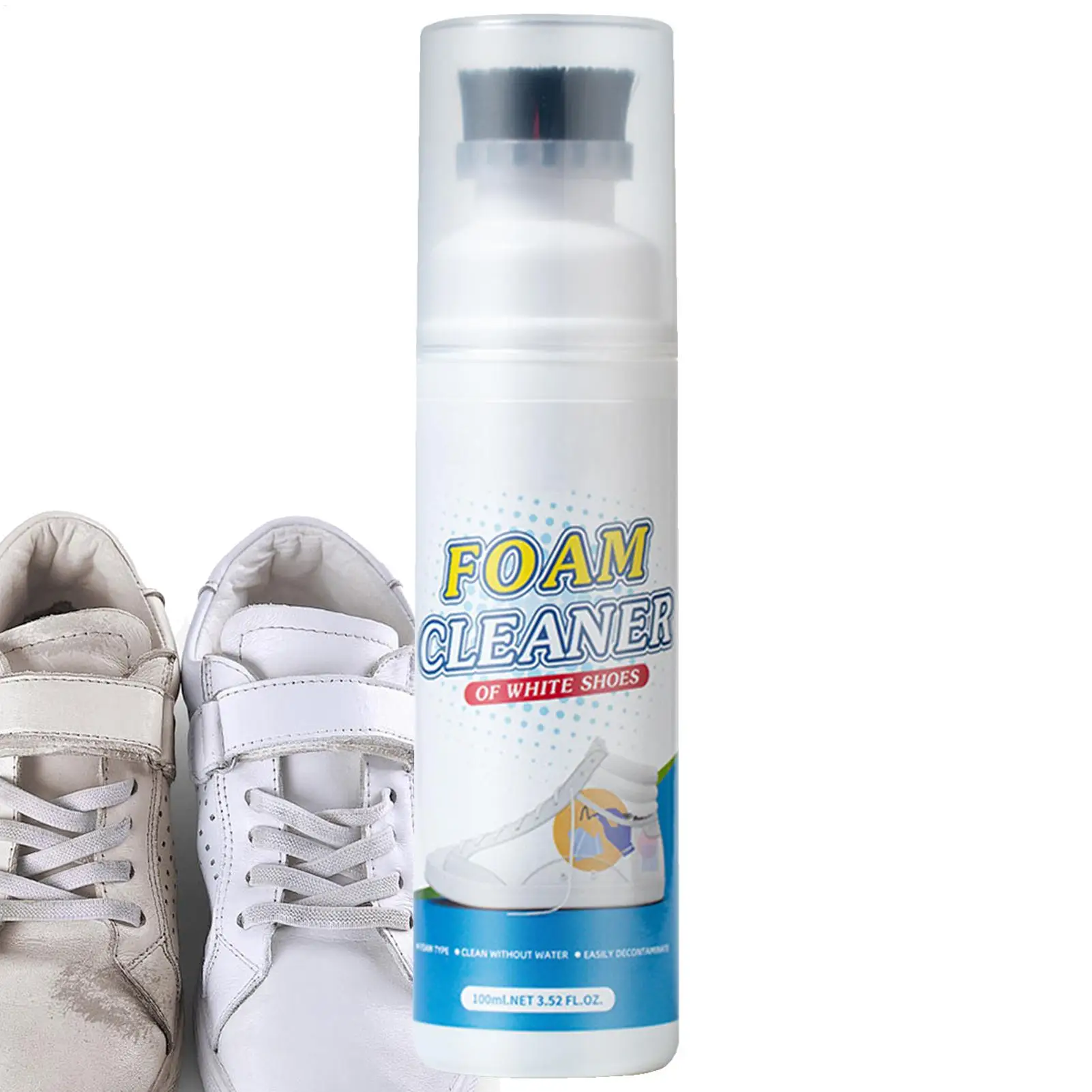 100ml Sneaker Cleaner Foam Cleaner for White Shoes, Boots, Canvas Cleaning Stain Remover Spray Removes Dirt Grime and Yellow