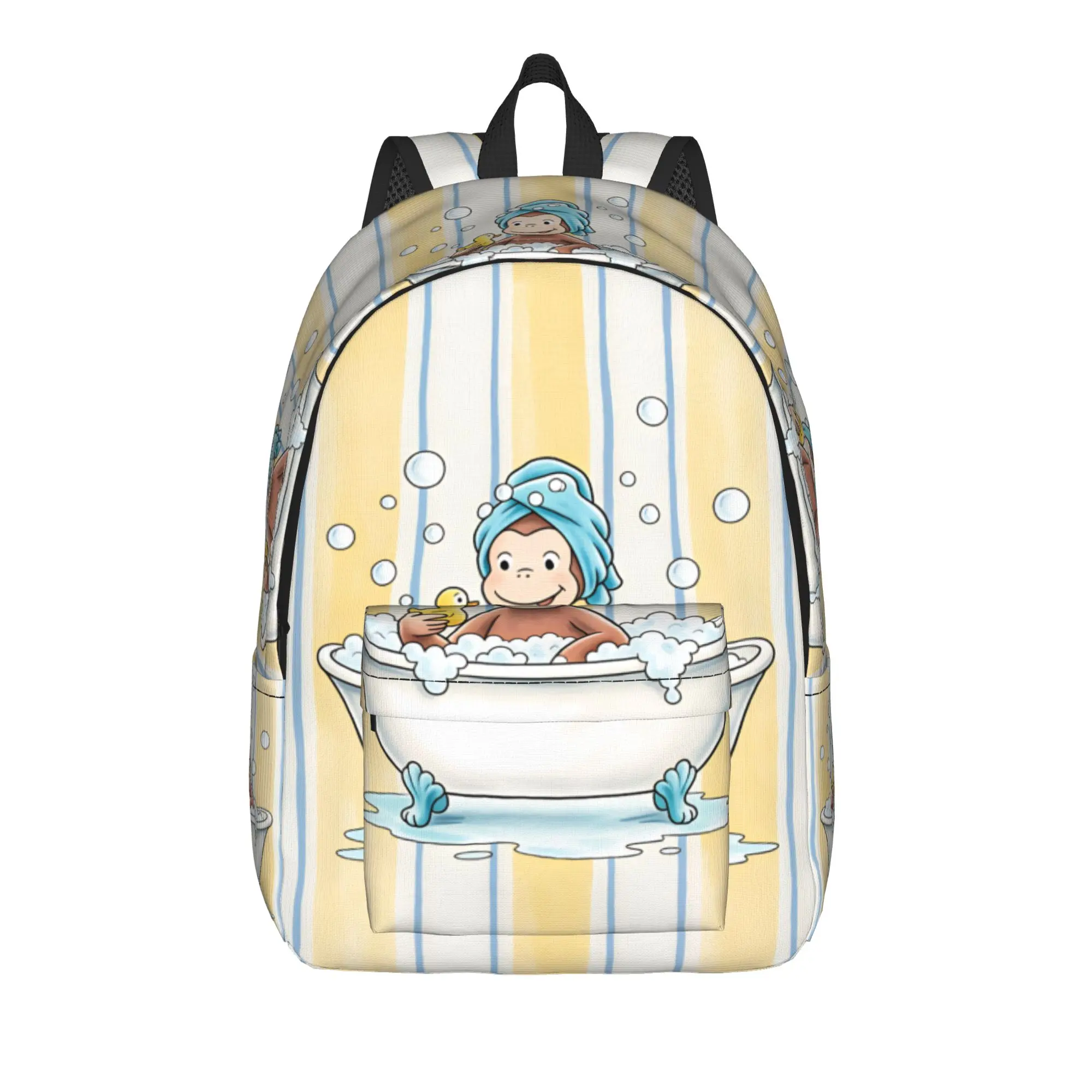 Curious George Monkey Backpack  Aesthetic Backpacks Student Unisex Travel Breathable High School Bags Custom Rucksack